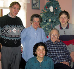 Dan, Sandra and Daniel Anstett with Dan's parents, Margaret and Wilfred Anstett.