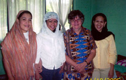 Sr. Mary Gauthier with Muslim women, her roommates at a workshop on Muslim-Christian dialogue. Cagayan de Oro, Philippines.