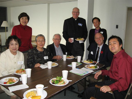 Some members of the Toronto Japanese-Catholic Community who gather monthly for Japanese Mass at SFM, celebrated by chaplain Fr. John Carten and other SFM priests who spent many years in Japan