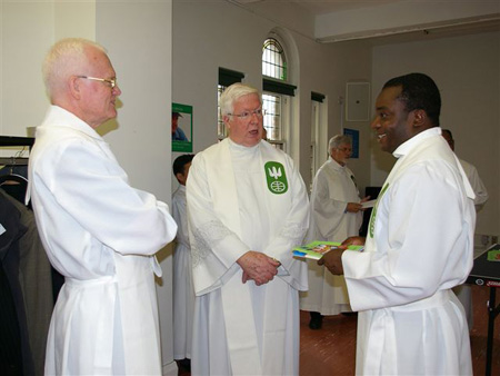 Fr. David Warren, Fr. Philip Kennedy (president of Catholic Missions in Canada) and Fr. Emmanuel Mbam of Nigeria (staying at SFM)