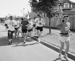 Bearing the peace torch and believing that world peace begins in each of our hearts, the peace runners wind their way through Toronto streets.