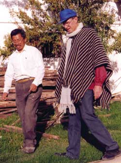 Fr. Frank Hegel with Luis Rivera, master woodworker, during the construction of Christ the Good Shepherd seminary where Fr. Frank served as director. Riobamba, Ecuador.