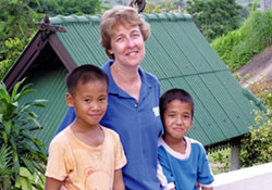 Susan Keays with Somchai and Ponchai. Chiang Rai, Thailand.