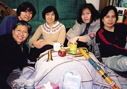 Sr. Norma Samar (left foreground) with members of her reflection and discernment group, Rosemarie Valdevilla, Weena Lejarde, Maria Teresa Velasco and Annabelle Jose. Toronto