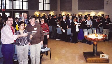 The multifaith gathering begins with a Unitarian worship service followed by a meal.