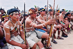 Young Macuxi warriors of the Raposa/Serra do Sol Reserve (Fox/Sun Mountain Reserve), Roraima, Brazil. Credit: Rodrigo Baléia/CIR (Indigenous Council of Roraima)