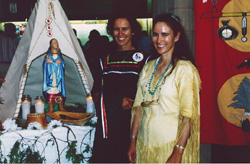 Priscilla Solomon (right) and her sister Eva Solomon, both members of the Sisters of Saint Joseph, at a First Nations gathering in the early 1990s.  Thunder Bay, Ontario.