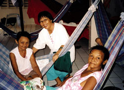 A visit with Raimunda (right) and Aparicida, women from the interior who have come to the city for cancer treatment at Casa Vida (House of Life). Pici, Brazil