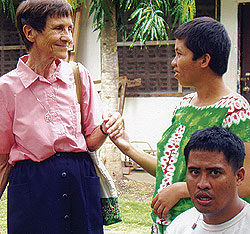 Sr. Margaret Walsh with friends and neighbours. Cagayan de Oro.
