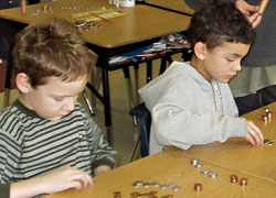Serious counters L-R: Grade Two students Dameon Hoyme and Tyler Samms.