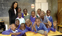 Saying goodbye after a long day of teaching. Kenya.