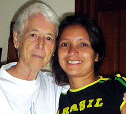 Rosa Vieira McGuire (right), wife of Paul McGuire, with Dona Sylvia Aranha de Oliveira, president of the Dom Jorge Association. Sylvia has worked in the Prelacy of Itacoatiara for the last 32 years as a pastoral agent in the village of Silves and as director of Centrepi, the training centre of the Prelacy.