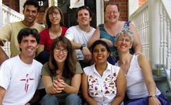 Staff of the Future Quest Summer Experience-one area of Julie Ann Levett's youth ministry. Back row L-R: Derek Pinto, Tamara Shantz, Ernest Morrow, Sarah Clarke. Front row L-R: Gonzalo Duarte, Katie Munnik, Esther Acosta and Julie Ann Levett.