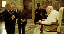 PHOTO CREDIT: L'Osservatore Romano.  Pope John Paul II greets an international Jewish delegation at the Vatican's Clementine Hall, January 18, 2006. The 130 rabbis and cantors made up the largest group of Jewish leaders ever to travel to the Vatican to meet the Pope.