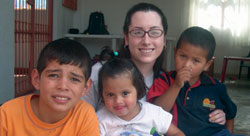 Katie O'Connell at the Pano with (L-R) Jonathan, Lily and Andre.
