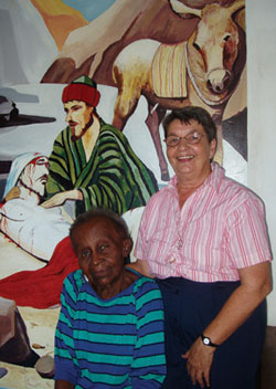 Elizabeth is visited by Sr. Joan Missiaen at the Good Samaritan Home for Women in New Amsterdam, Guyana
