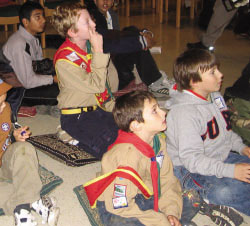 At the Kids4Peace event, young participants watch intently