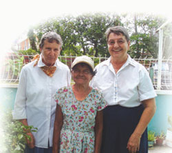 Srs. Cecile Turner (left) and Joan Missiaen with Betty Drepaul, resident of the Good Samaritan Home. New Amsterdam, Guyana.