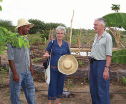 Martins Camurcan, an organic farmer, Sr. Clarice Garvey, and Bob Thomas of SHARE, a Canadian organization helping organic food growers in several countries.  Brazil.