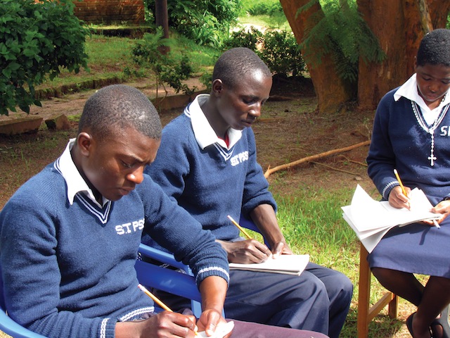 Studying at the After School school held at Sr. Ann’s home.